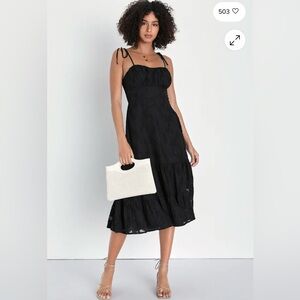 Sweet Sentiments Black Jacquard Tiered Midi
Dress NWT